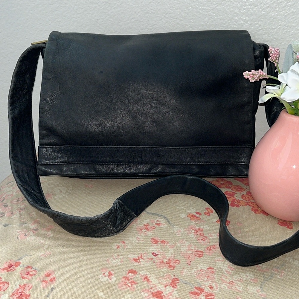 Coronado Leather Co. Black Satchel Flap Crossbody Shoulder Bag Purse, Retired